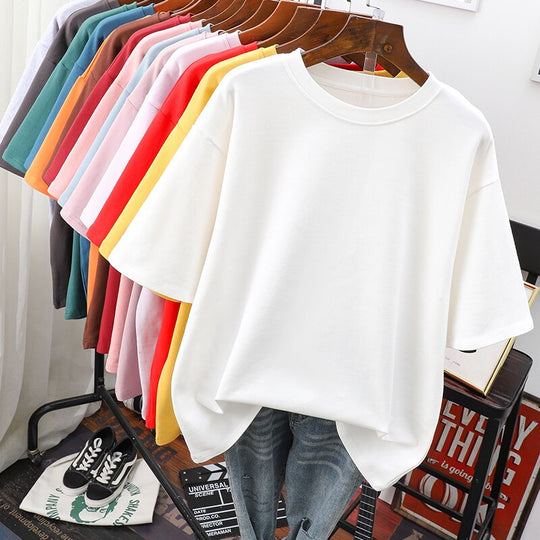 Heidi-Mode | Oversized Baumwoll-Basic-T-Shirt für Damen