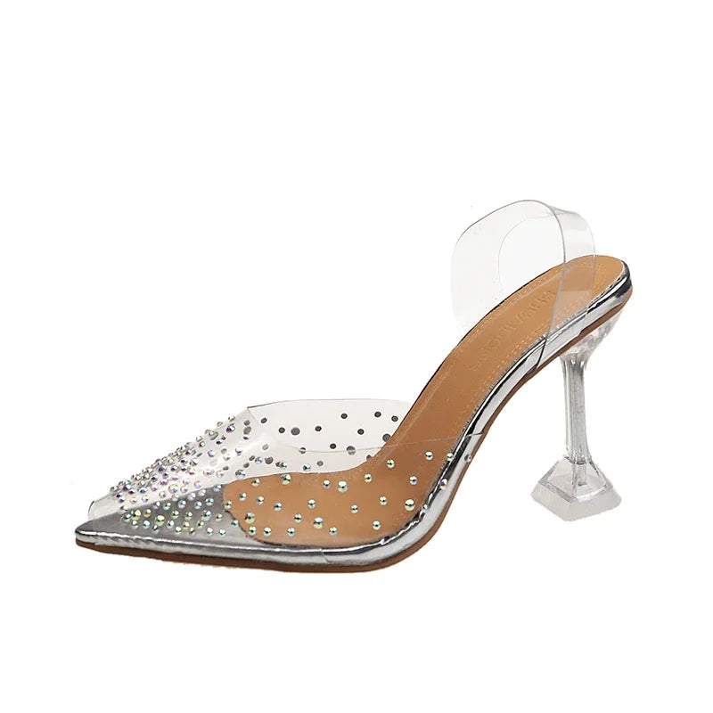 Heidi-Mode | Mode Frauen Schuhe Sommer Transparent Rhinestone Stiletto Sandalen Kristallschuhe Frauen Hochhackige Große Größen