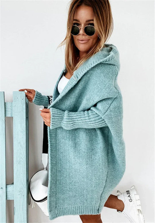Heidi-Mode | Superweiche Gestrickte Strickjacke mit Taschen und Kapuze für Damen