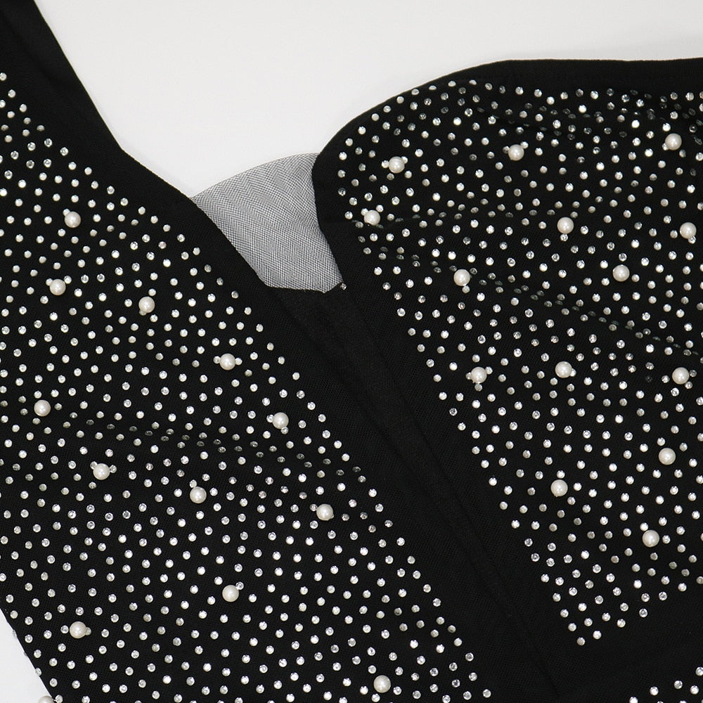 Heidi-Mode | Ein Schulter Glockenärmel Mesh Mini Kleider