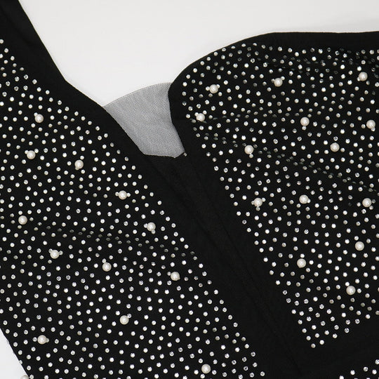 Heidi-Mode | Ein Schulter Glockenärmel Mesh Mini Kleider
