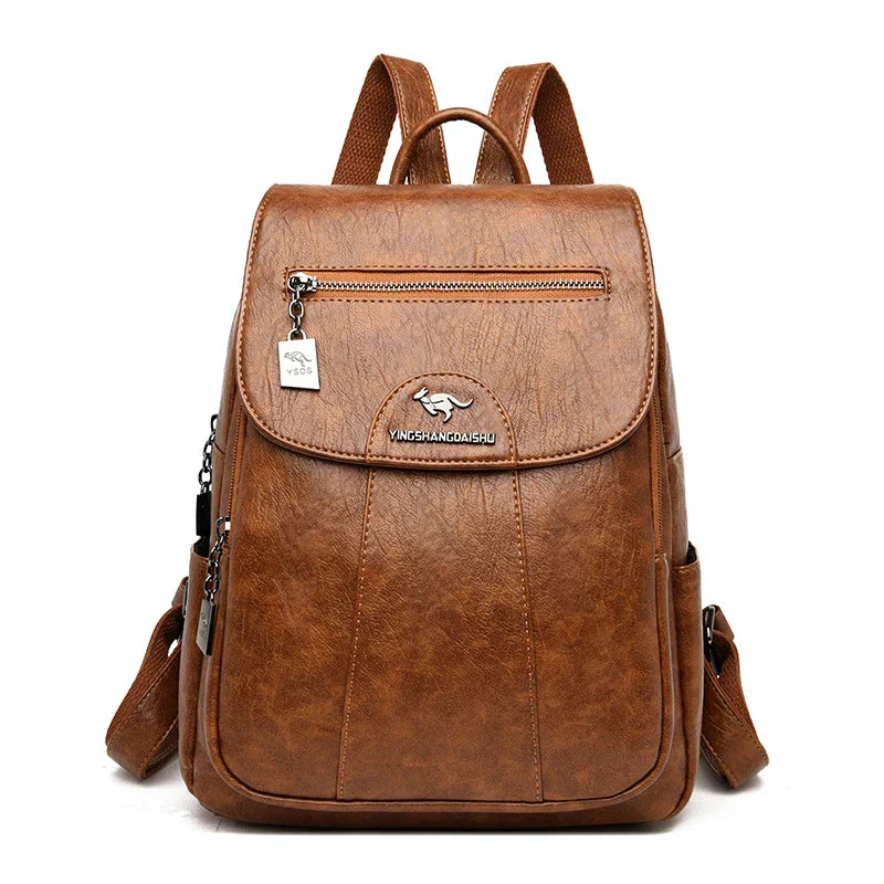 Heidi-Mode | Diebstahlsicherer Lederrucksack mit Großem Fassungsvermögen für Damen