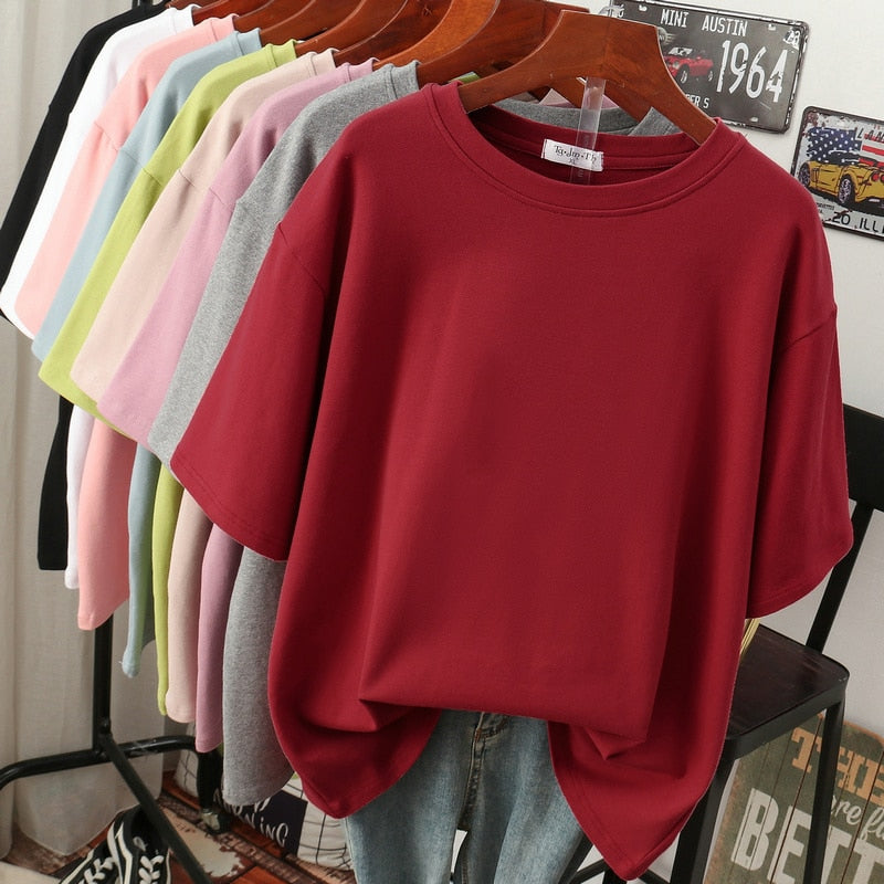 Heidi-Mode | Oversized Baumwoll-Basic-T-Shirt für Damen