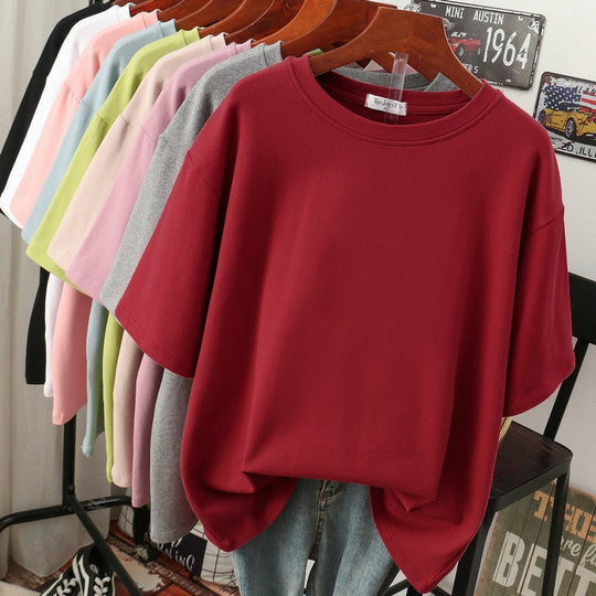 Heidi-Mode | Oversized Baumwoll-Basic-T-Shirt für Damen