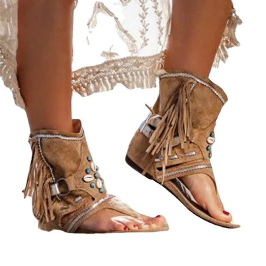 Heidi-Mode | Fransen Bohemian Sandalen