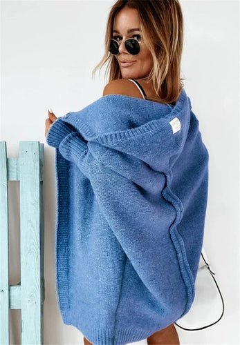 Heidi-Mode | Superweiche Gestrickte Strickjacke mit Taschen und Kapuze für Damen
