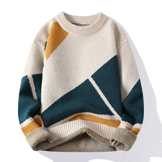 Pullover mit geometrischem Muster und Rundhalsausschnitt