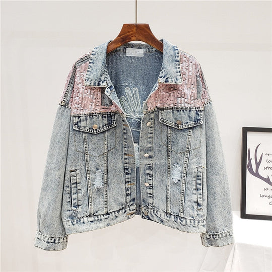 Jeansjacke mit Glitzer