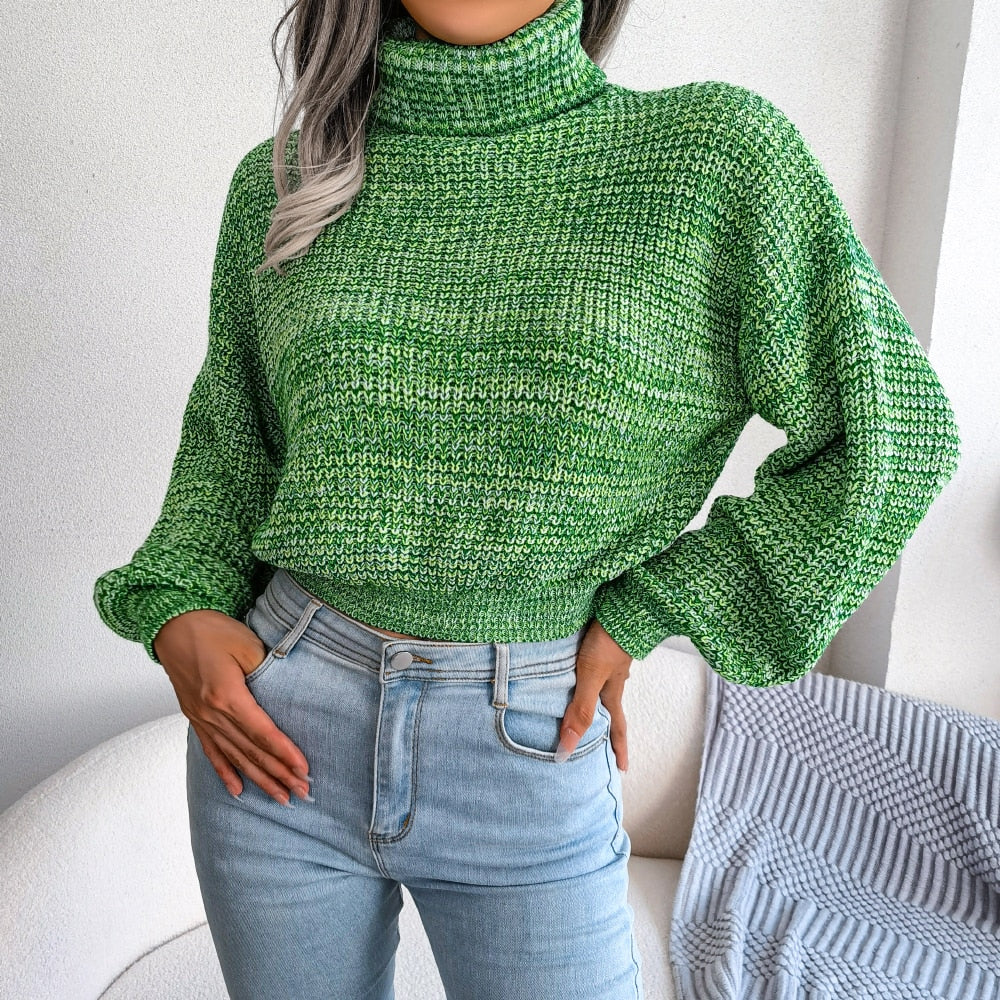 Lässiger gestrickter Rollkragenpullover für Damen