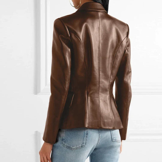 Heidi-Mode | Lederblazer Mit Doppelter Knopfleiste