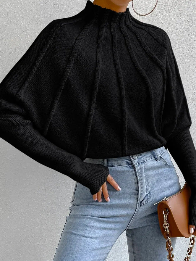 Heidi-Mode | Elegante Gebreide Trui Met Vleermuismouwen Voor Dames