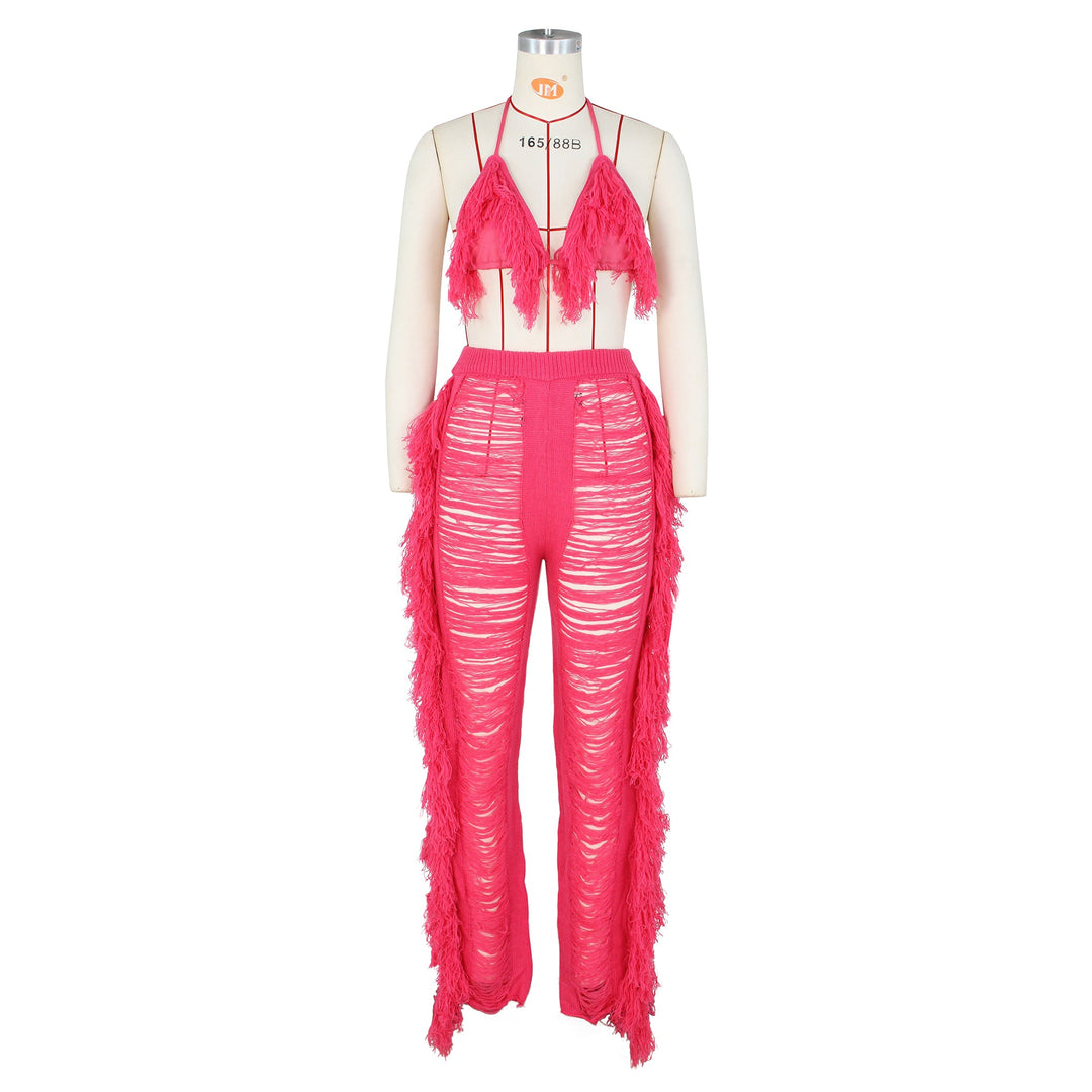 Heidi-Mode | Strick Halter Rückenfreier Bh & Hosen Satzs