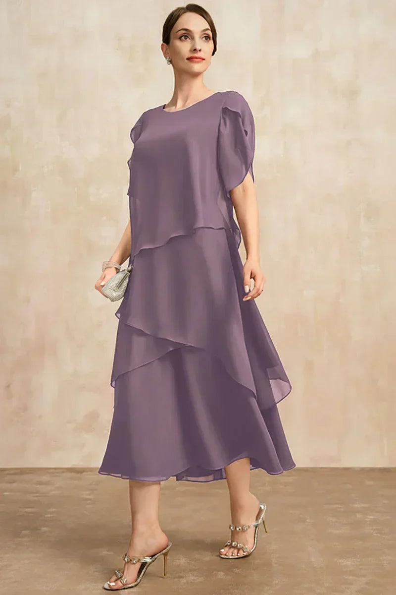 Heidi-Mode | Plus Size Gestuftes Midi Kleid