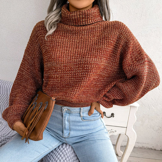 Lässiger gestrickter Rollkragenpullover für Damen