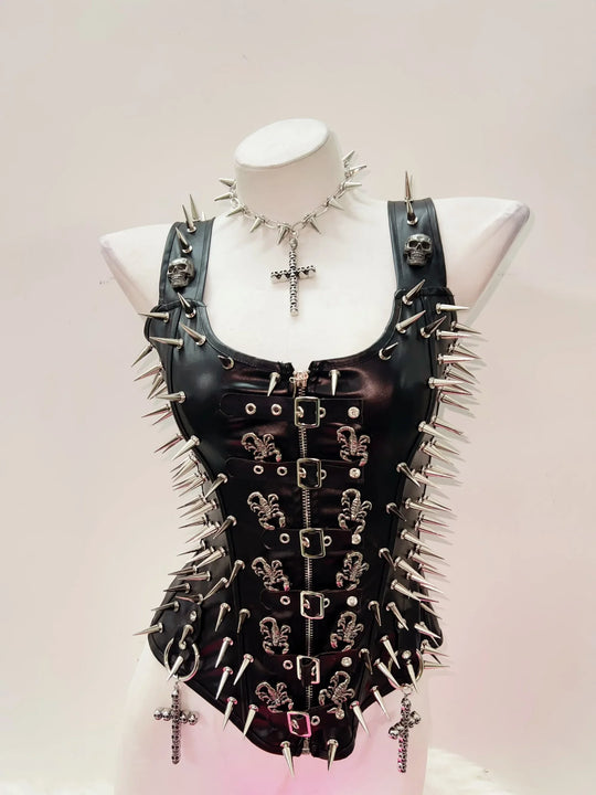 Heidi-Mode | Skull Tank Zum Top Rivets Tank Zum Top Harajuku Mode Cross Tank Zum Top Y2K Kleidung Y2K Crop Zum Top Gothische Kleidung Gothische Tank Zum Top