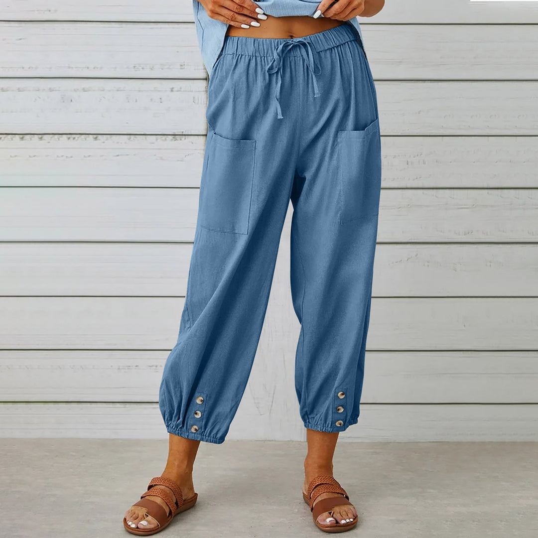 Heidi-Mode | Hosen Damen Leinen Capri Hosen für Entspannten Komfort Lockeren Stil