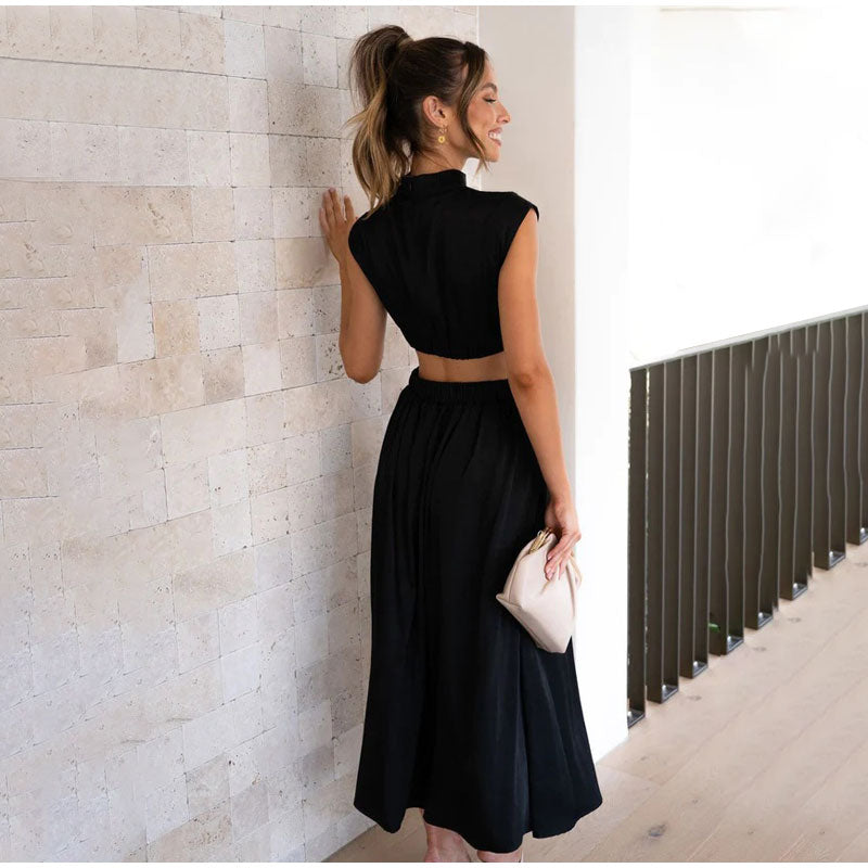 Heidi-Mode | Ärmellose Hohe Taille Ausgeschnittene Kleider