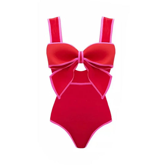 Heidi-Mode | Einteiler Badeanzug mit Passendem Midi Rock für Frauen Neue Bademode Frau Schleife Dekor Monokini Strand Badeanzug