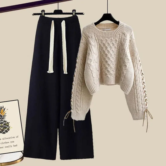 Heidi-Mode | Zweiteiliges Set für Frauen mit Pulli und Weitem, Bequemen und Warmen Hosen
