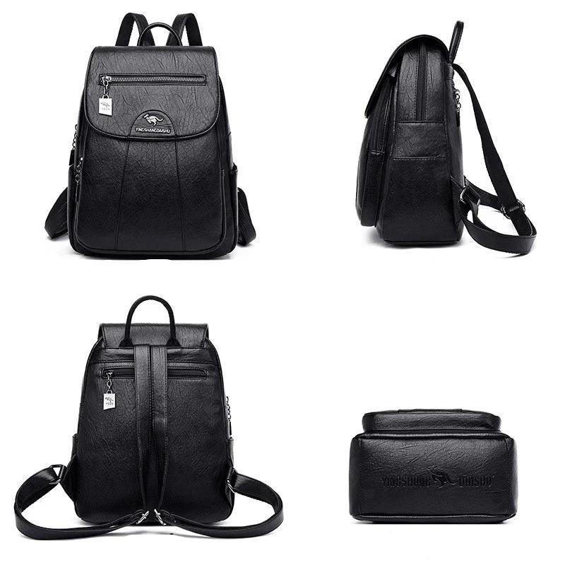 Heidi-Mode | Diebstahlsicherer Lederrucksack mit Großem Fassungsvermögen für Damen