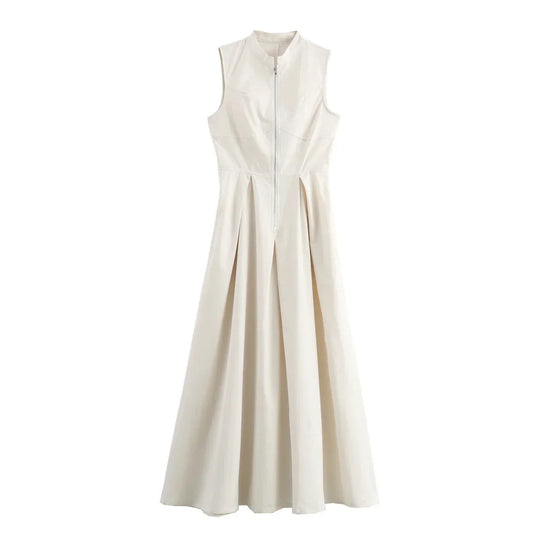Heidi-Mode | Ärmellos Plissee Elegant Lange Festkleid für Frauen Sherre