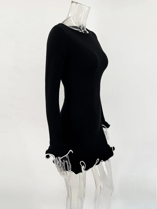 Heidi-Mode | Rüsch High Waist Strick Mini Kleid