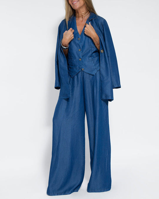 Heidi-Mode | Einfach, Elegant Set Bestehend aus Leinenweste und Breiten Hosen