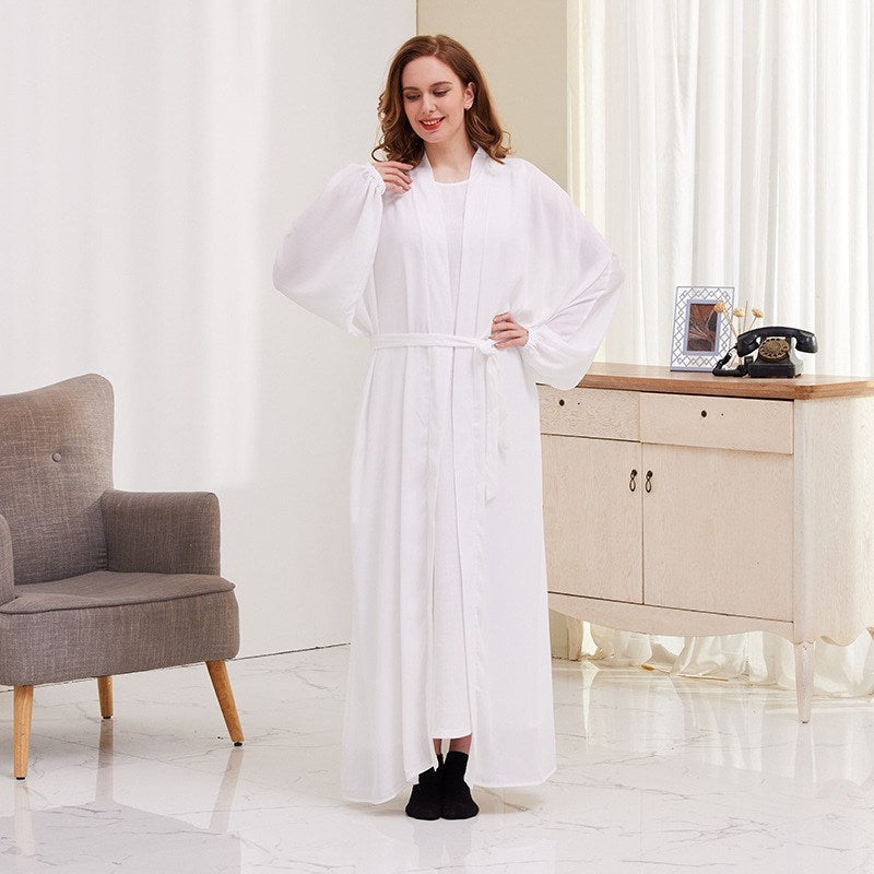 Heidi-Mode | 8 Farboptionen Satin Laternenärmel Offene Abaya Kleid Muslimische Dubai Frauen