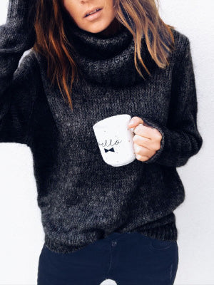 Heidi-Mode | Frauen Sweatshirts Solid Rollkragen Lange Ärmel Pullover