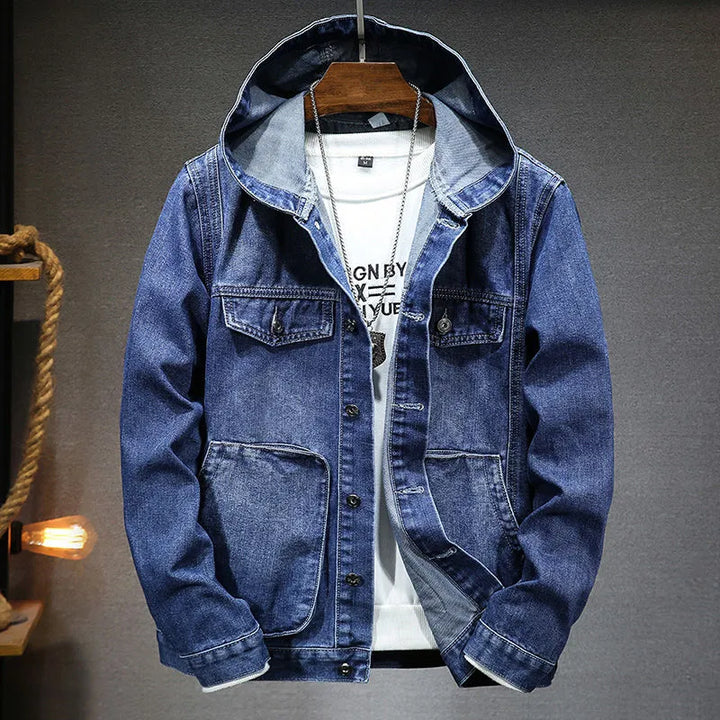 Heidi-Mode | Langärmelig Kapuze Denim Jacke mit Schaltflächen