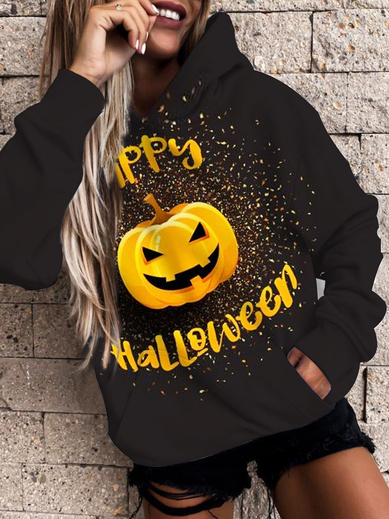 Heidi-Mode | Damen Hoodies Gedruckte Tasche Langärmelig Lässiger Hoody