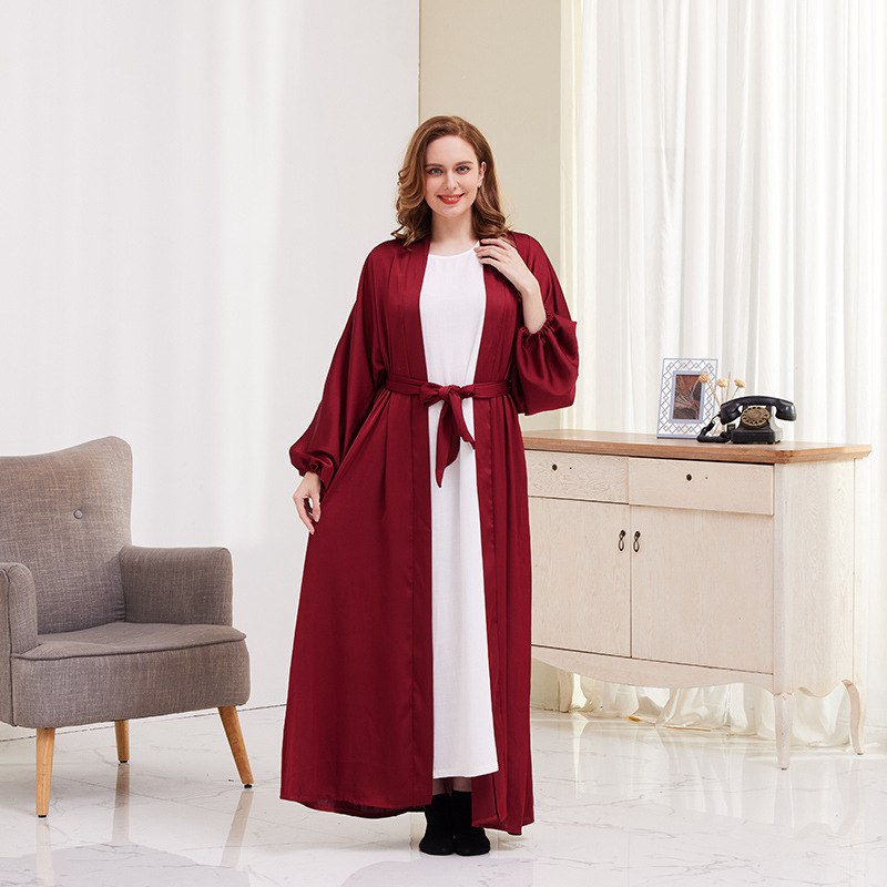 Heidi-Mode | Puffärmel Offene Abaya Kleid für Muslimische Frauen