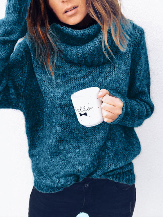 Heidi-Mode | Frauen Sweatshirts Solid Rollkragen Lange Ärmel Pullover