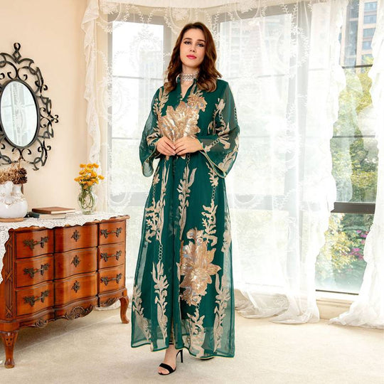Heidi-Mode | Eid Luxus Kaftan Kaftan Kleid Jalabiya mit Pailletten Bestickt