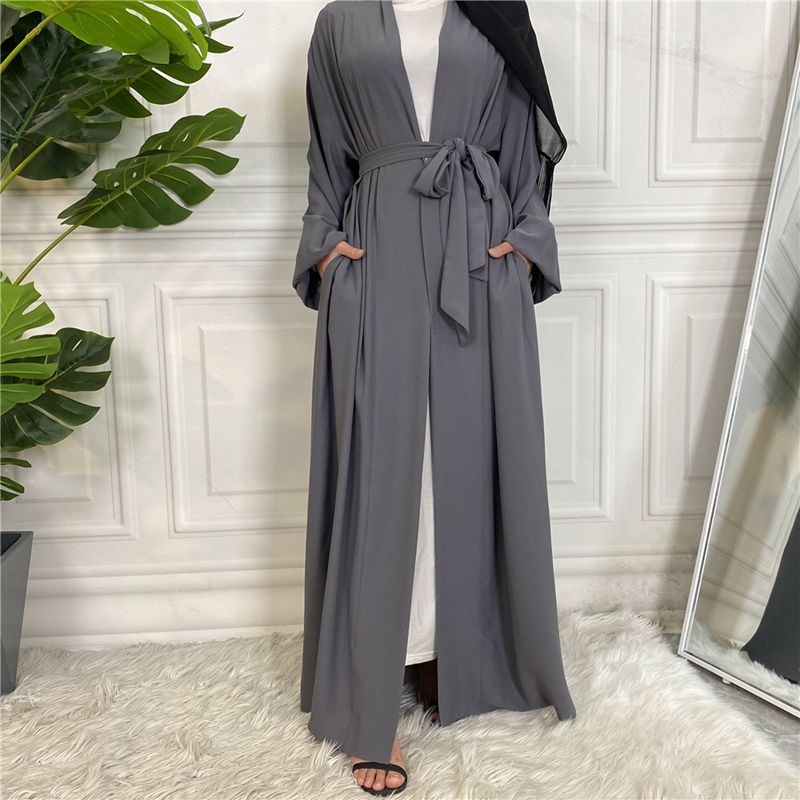 Heidi-Mode | mit Taschen 11 Farboptionen Kimono Strickjacke Offene Abaya Kleid für Muslime Frauen