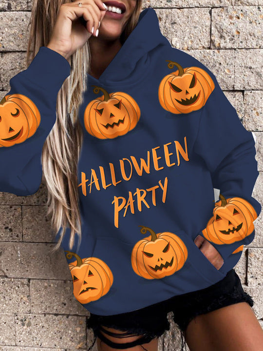 Heidi-Mode | Damen Hoodies Gedruckte Tasche Langärmelig Lässiger Hoody