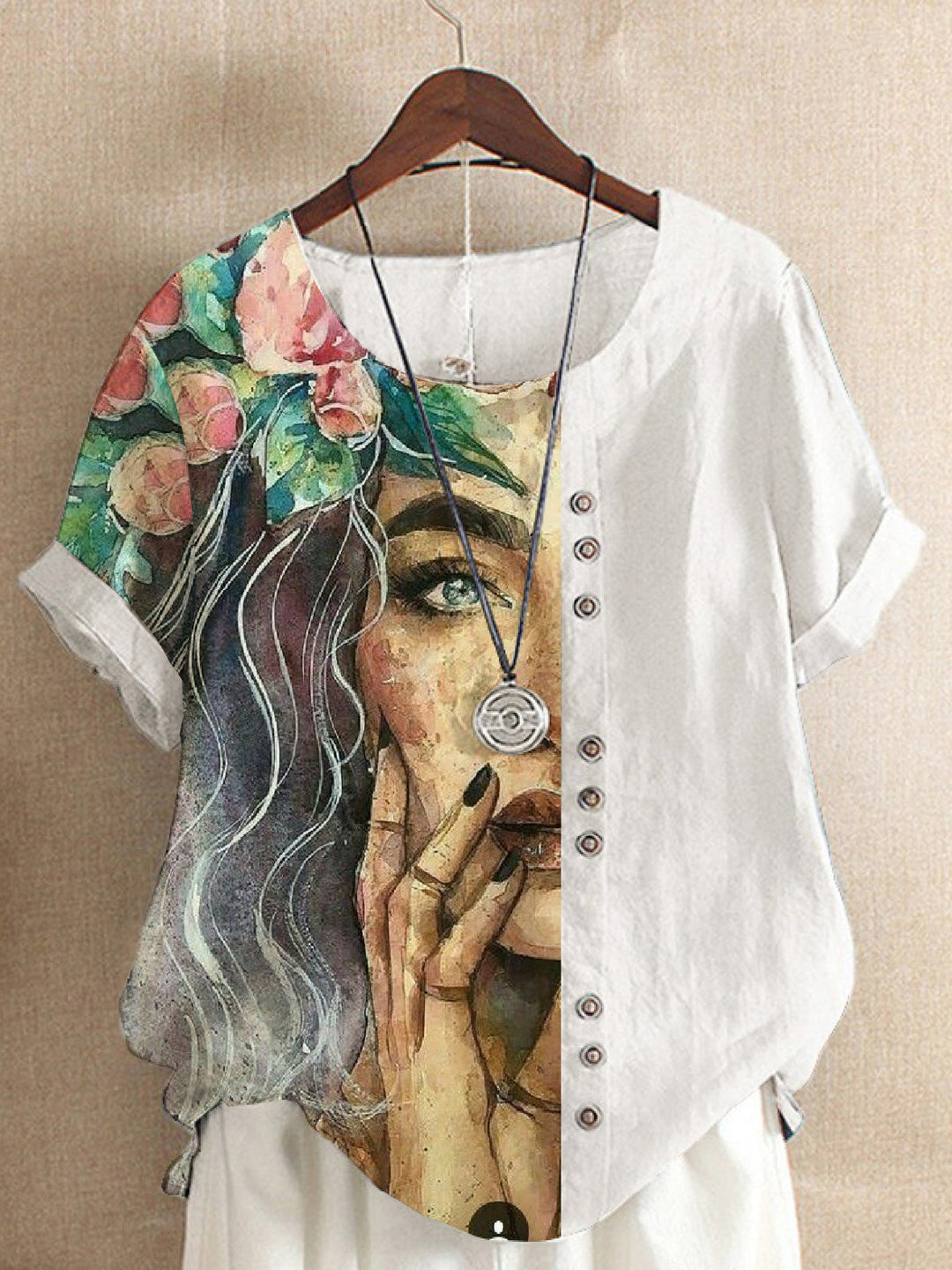 Heidi-Mode | Damen T-Shirts Bedruckt Rundhals Kurzarm T-Shirt