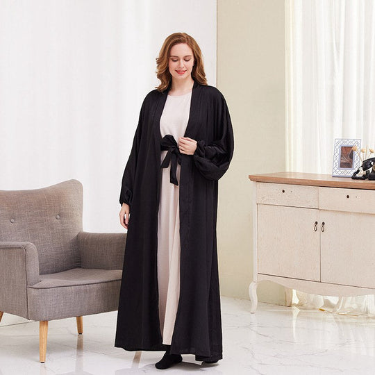 Heidi-Mode | Puffärmel Offene Abaya Kleid für Muslimische Frauen
