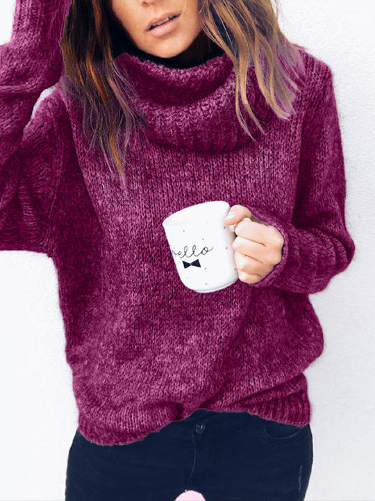 Heidi-Mode | Frauen Sweatshirts Solid Rollkragen Lange Ärmel Pullover