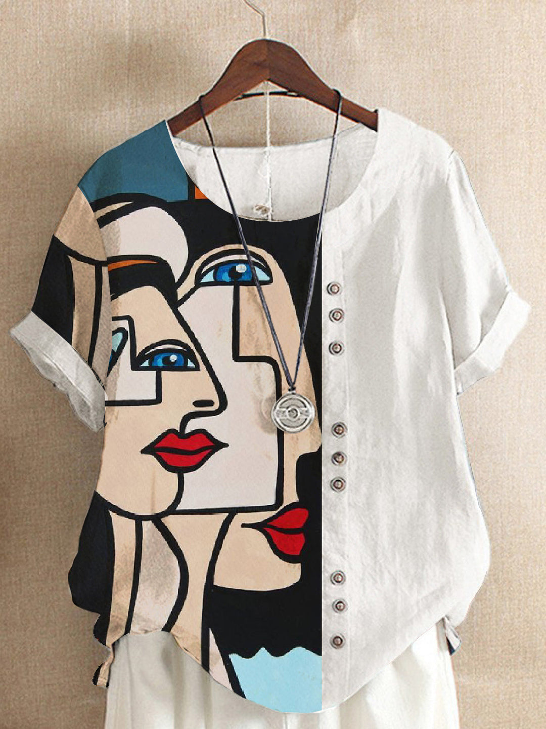 Heidi-Mode | Damen T-Shirts Bedruckt Rundhals Kurzarm T-Shirt