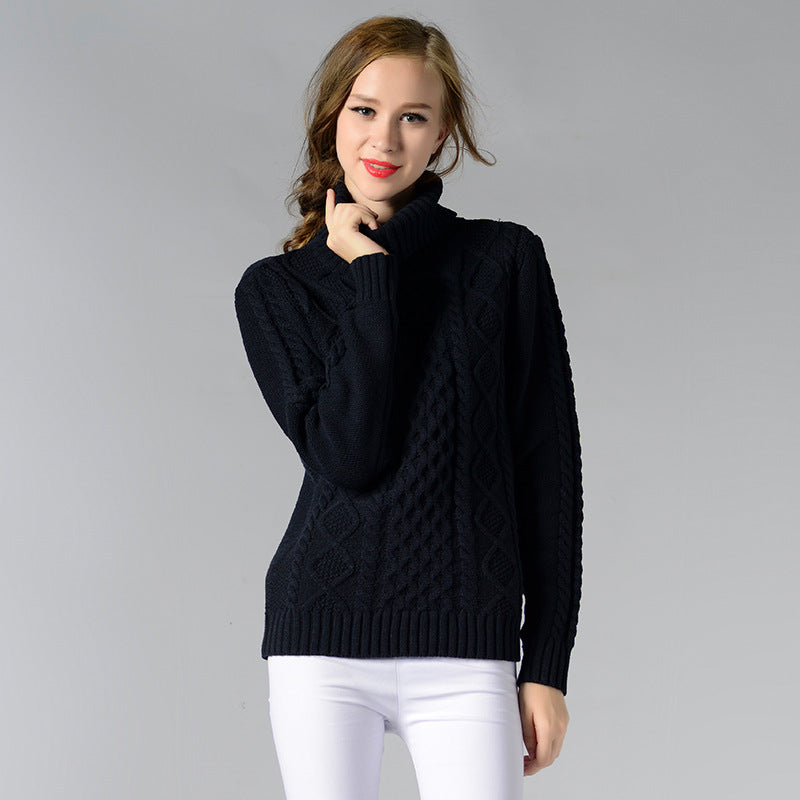 Heidi-Mode | Damen Rollkragenpullover mit langen Ärmeln und Kabelstrick