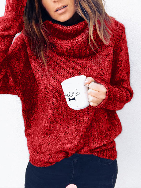 Heidi-Mode | Frauen Sweatshirts Solid Rollkragen Lange Ärmel Pullover