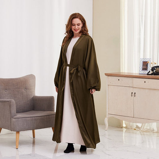 Heidi-Mode | Puffärmel Offene Abaya Kleid für Muslimische Frauen