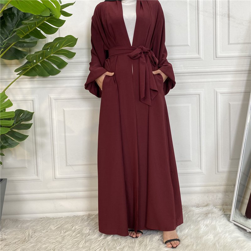 Heidi-Mode | mit Taschen 11 Farboptionen Kimono Strickjacke Offene Abaya Kleid für Muslime Frauen
