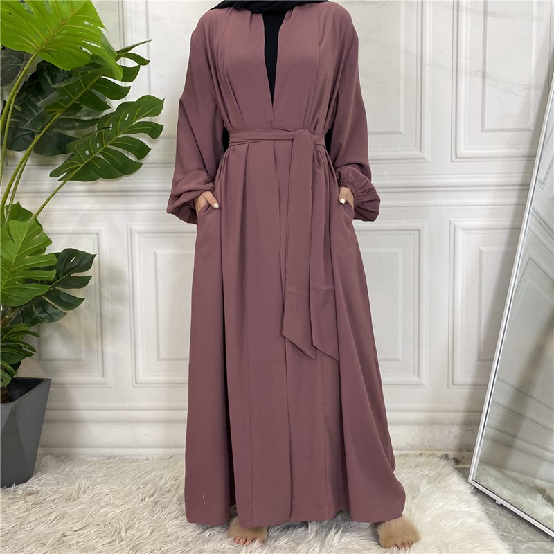 Heidi-Mode | mit Taschen 11 Farboptionen Kimono Strickjacke Offene Abaya Kleid für Muslime Frauen