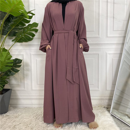 Heidi-Mode | mit Taschen 11 Farboptionen Kimono Strickjacke Offene Abaya Kleid für Muslime Frauen