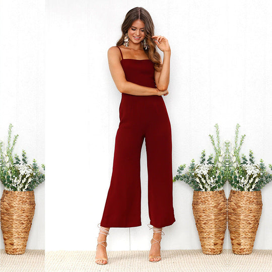 eleganter ärmelloser gerader Bein Jumpsuit