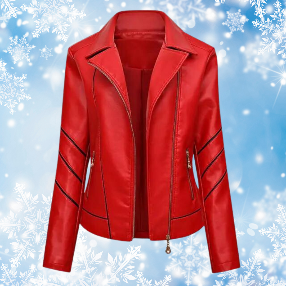 Heidi-Mode | Echtes Schaffell Asymmetrische Slim Fit Motorrad jacke
