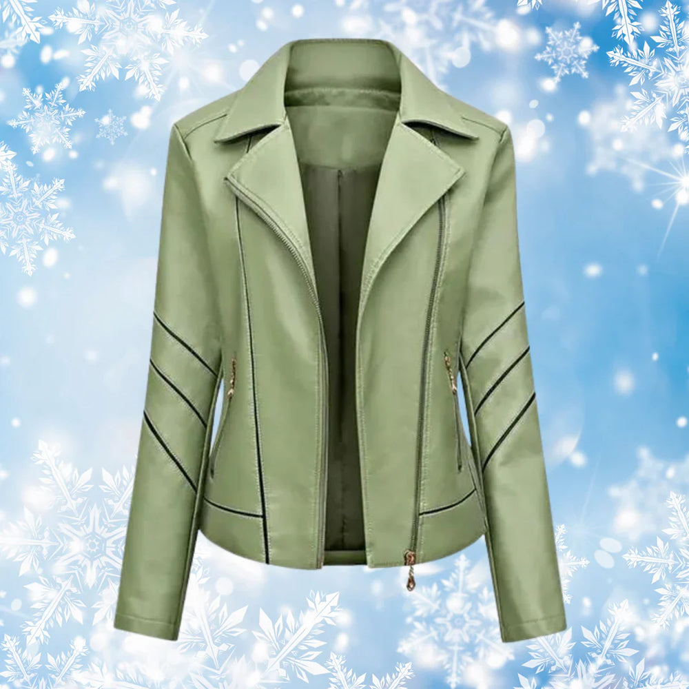 Heidi-Mode | Echtes Schaffell Asymmetrische Slim Fit Motorrad jacke