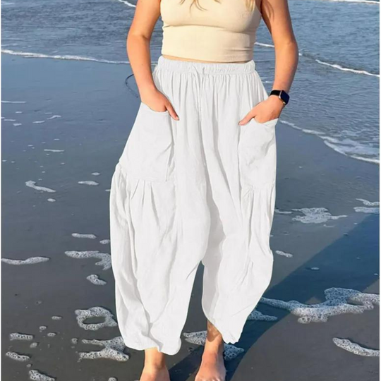 Heidi-Mode | Weite Baumwoll-hosen mit Elastischem Bund und Taschen